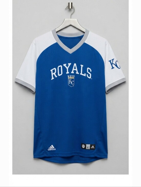 Other - Adidas Kansas City Royals V-neck jersey in blue and white. Size Youth XL